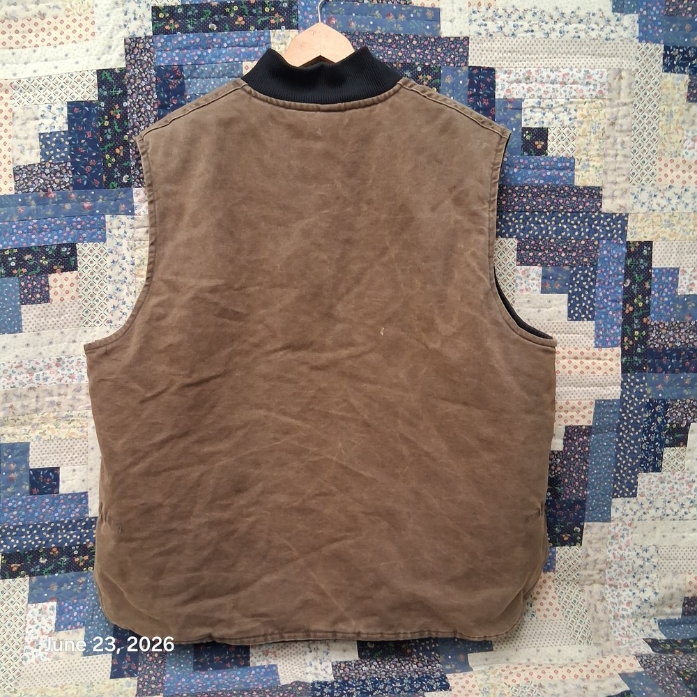 Vintage Carhartt Canvas Work Vest Size 2XL Brown VQ1882 Made in USA 1998 - Picture 5 of 12